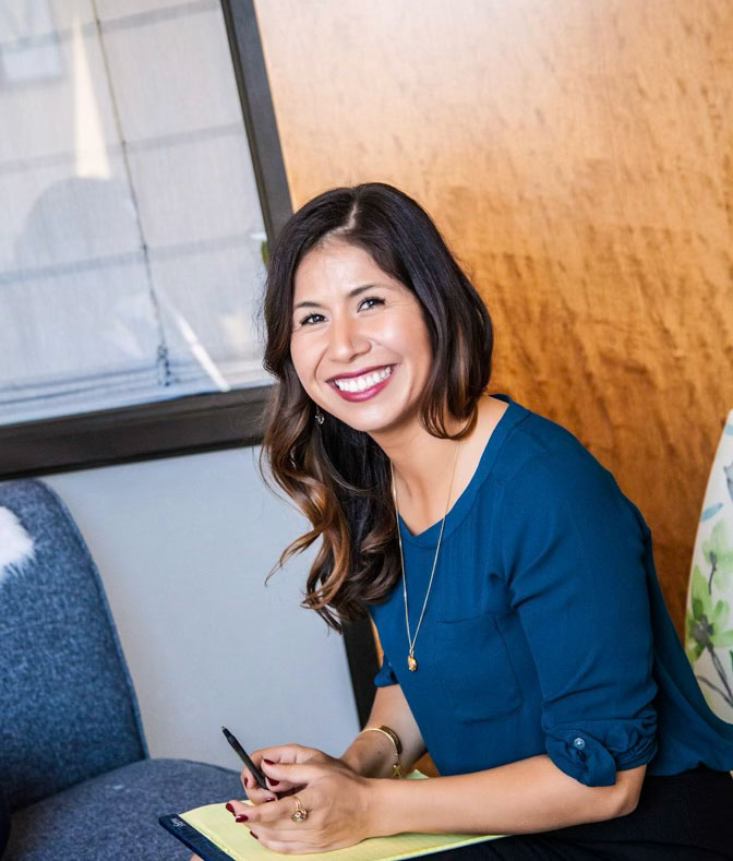 Juliana Vergaray closeup in the office